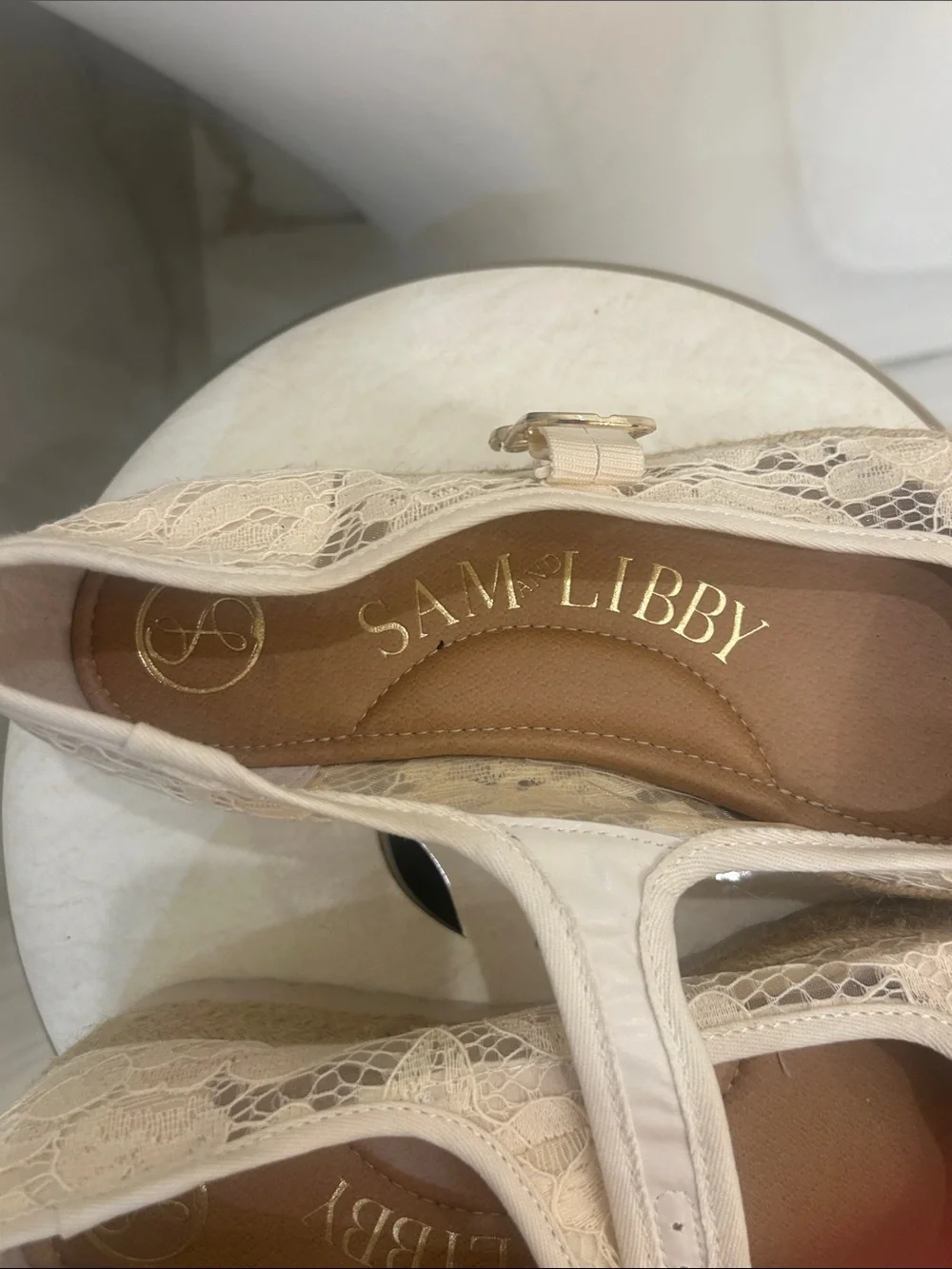 Sam & Libby Cream Lace Mary Jane Espadrilles